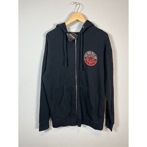 NWT Jack Links Protein Snacks Black Zip Up Hoodie Sweatshirt Graphic Print